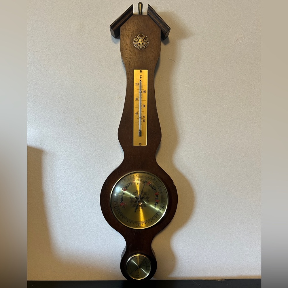 Elegant Brown and Gold Wall Barometer
